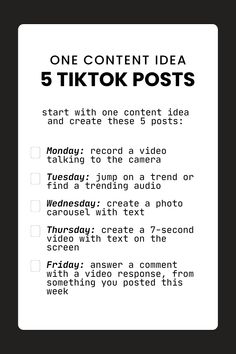 a white poster with the words 5 tiktok posts