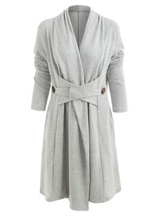 Open Front Button Long Duster Cardigan - Light Gray - 4D10561517 - Women's Clothing, Women's Sweaters, Women's Cardigans  #WomensCardigans #Women's #Clothing # #Women's #Sweaters # #Women's #Cardigans Geometric Cardigan, Batwing Cardigan, Long Duster Cardigan, Women's Cardigans, Long Duster, Duster Cardigan, Trendy Plus Size Clothing, Plus Size Sweaters, Long Cardigan