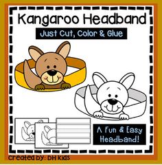 kangaroo headband for kids to color and glue