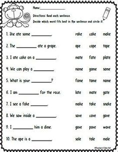 worksheet with words and pictures on it