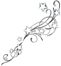 an artistic tattoo design with stars and swirls