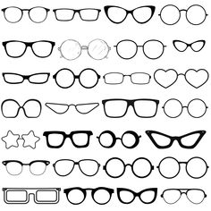 the silhouettes of glasses are shown in black and white, each with different shapes