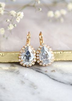 Dusty Blue Drop Earrings, Dusty Blue Bridal Earrings, Light Blue Bridal Earrings, Bridesmaids Earrings, Bridal Drop Swarovski Earrings, Blue Bridal Earrings, Bridesmaids Earrings, Blue Drop Earrings, K Rose, Ear Jacket Earring, Blue Bridal, Dress Indian, Wedding Vibes, Rose Gold Bracelet