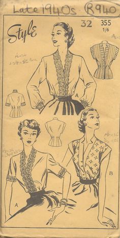 an old fashion sewing pattern for ladies's blouses