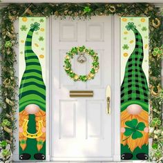 two st patrick's day leprechauns are on the front door