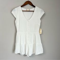 Altar’d State White Button Down Romper Size Xs Nwt **See Pics For Measurements White Button Down, Button Downs, Rompers