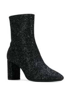 Saint Laurent Loulou Glitter Zip-Up Ankle Boots size 36 MSRP: $1,095.00 NWB 190617306906 | eBay Formal Glitter Boots With Round Toe, Glitter Ankle Boots For Evening, Black Glitter Boots, Glitter Boots, Cool Boots, Black Glitter, Zip Up, Classic Design, Block Heels