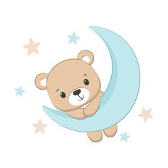 a teddy bear is sitting on the moon