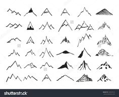 hand drawn mountains and hills set on white background stock photo - image 379874