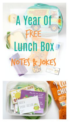 a lunch box with notes and jokes for kids to use in their lunchboxes