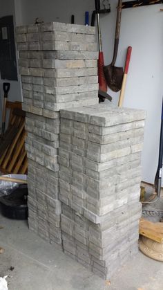 several stacks of bricks stacked on top of each other