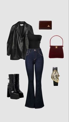 Italian Outfits Women Winter, Casual Nice Dinner Outfit, Latina Winter Outfits, High Contrast Outfits, High Rise Jeans Outfit, Dark Feminine Outfits, Skin Jeans, Winter Fashion Outfits Casual