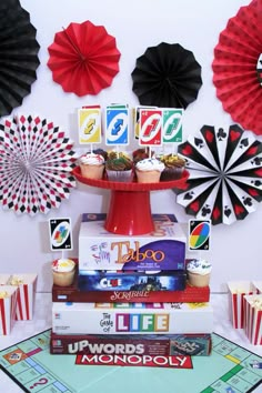 Game Night Candy Table, Game Night Cupcake Ideas, Game Night Theme Party Decorations, Games Night Party Ideas, Game Night Birthday Party Ideas For Adults, Game Night Bday Party, Games Night Theme Party, Game Room Design Small Space, Board Games Birthday Party