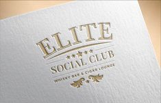 the logo for social club, which has gold foil on it and white paper with black lettering