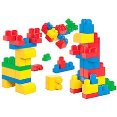 the building blocks are colorful and have different shapes