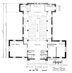 an old church floor plan showing the first and second floors, with two rooms on each side