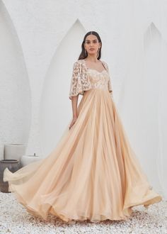 Sabira Embroidered Anarkali With Cape Cape Dress Indian, Mahima Mahajan, Anarkali Suits Designer, Lehenga Style Saree, Indian Bridesmaid Dresses, Embroidered Cape, Embroidered Anarkali, Lehenga Style, Vacuum Storage