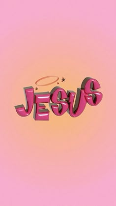 the word jesus written in 3d letters on a pink background