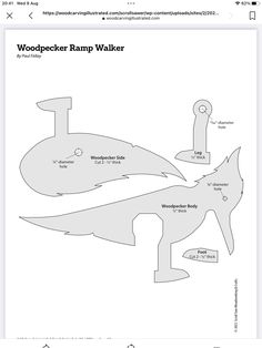 the woodpecker ramp walker is shown in this paper cutout pattern, with instructions for