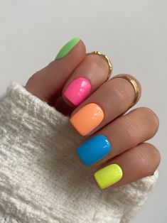 Neon Pastel Mix and Match Custom Press on Nails Summer False Nails Bright Stick on Nails - Etsy Dip Ideas, Lily Nails, Multicolored Nails, Neon Pastel, Unghie Sfumate, 2023 Nails, Manicure Gel, Spring Hair, Short Acrylic