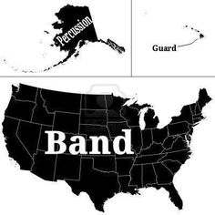 a map of the united states with bands in each state and their name on it