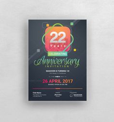 a poster for an event with the date 22 years anniversary on it and colorful lettering