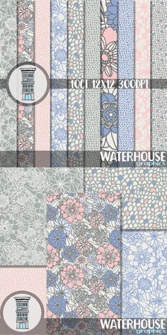 a bunch of different types of wallpapers in various colors and patterns, all with flowers on them