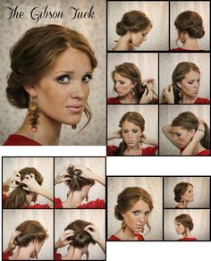 Tuck Hairstyle, Gibson Girl Hair, Gibson Tuck, 1920s Hair Tutorial, Updo Hairstyles Tutorials, Edwardian Hairstyles, 1920s Hair, Swimming Hairstyles, Roll Hairstyle