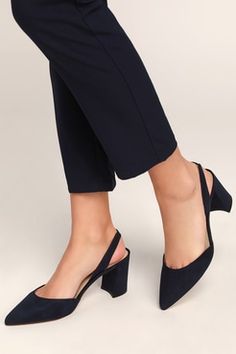 Black & White Mid-Low Heels, Kitten Heels, Short Heels | Lulus Heels Kitten, Heels Short, Blue Suede Pumps, Short Heels, Chic Shoes, Low Heel Shoes, Marc Fisher, Suede Pumps, Slingback Pump