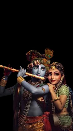 an image of two people in the dark with one holding a flute and the other looking at