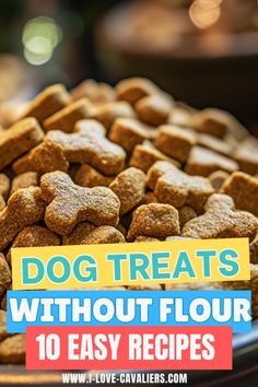 dog treats on a plate with the words dog treats without flour 10 easy recipes