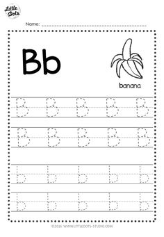 the letter b is for banana worksheet with an uppercase and lowercase