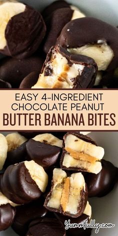 easy 4 ingredient chocolate peanut butter banana bites are the perfect snack to eat for lunch