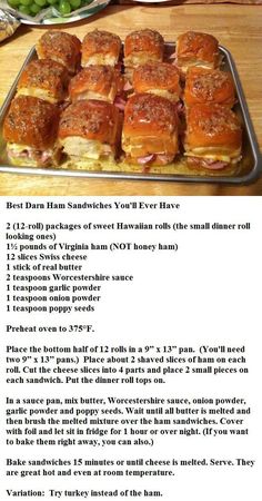 the recipe for sandwiches is shown in this image