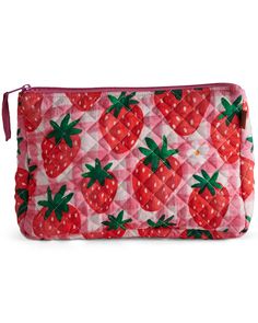 Little White Flowers, Gingham Pattern, Toiletry Pouch, Red Strawberry, Carbon Neutral, Strawberry Jam, Accessories Collection, Cotton Quilts, Storage And Organization