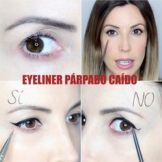 Long Face Makeup, Eyeliner For Hooded Eyes, Makeup Ojos, Eyeliner Tips, Eye Tricks, Droopy Eyelids, Eyeliner For Beginners, Dry Skin Patches, Eyeliner Tutorial