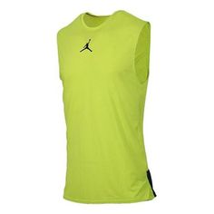 Air Jordan Basketball Training Sports Sleeveless Vest Yellow CJ4576-389 (Men's/Fluorescent) Sportswear Sleeveless Tank Top For Sports, Sleeveless Basketball Top In Athleisure Style, Sleeveless Sportswear Tank Top For Sports, Functional Sleeveless Vest For Sports Events, Functional Sleeveless Top For Sports Events, Sleeveless Sportswear Tank Top, Functional Green Tops For Sports Events, Sleeveless Sportswear Tops For Light Sports, Sporty Green Vest For Spring