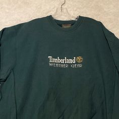 Vintage Timberland Weather Gear Sweater RARE Reverse Weave Made in USA Mens XL Green Embroidered Lettering - 80s  FOR SIZE AND FLAWS PLEASE SEE MEASURMENTS IN PICTURES!!!! !!!!!!!                     CONDITION & RETURN POLICY:  Tagged sizes can vary from by brand, country of origin, era, etc  Please use the ACTUAL MEASUREMENTS as your guide to best / true fit.   But please keep in mind clothing items are used/pre-owned and we are not the original owners.   as such, they may have minor flaws asso Embroidered Lettering, Granola Girl, Take A Picture, Clothing Ideas, Granola, Clothing Items, Return Policy, Made In Usa, Long Sleeve Tshirt Men