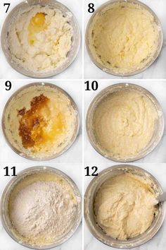 six images showing how to make cake batter