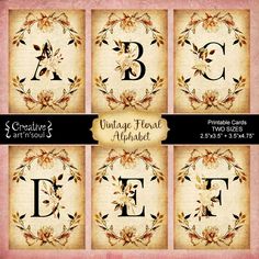 four vintage floral alphabets with the letter e in it's uppercase and lowercase