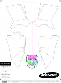 the instructions for how to make a paper mask with different shapes and sizes, including one head