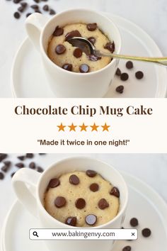 chocolate chip mug cake made it twice in one night, and then topped with chocolate chips