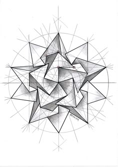 an abstract black and white photo with lines in the shape of triangles on a white background