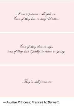 three pink cards with the words, i am princess, all girls are born to them