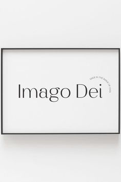 a black and white sign that says imago dei