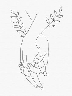 two hands holding each other over a branch