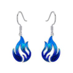 PRICES MAY VARY. 【Design Inspiration】❁❁ We designed a blue flame, it is symbolic of illumination and enlightenment, spirituality and warm. Hope you can feel warm and the power of life with these flame fire Earrings. 【Safe Material】 ❁❁ Chains: 925 Sterling Silver, a right thickness, is strong and not easy to break, cool and comfortable. Pendant: 925 Sterling Silver + Epoxy. 100% nickel-free, lead-free, cadmium-free. Not contain any allergic element. 【Package Including】❁❁ Earrings: (13.3*8.2mm/0.5 Zelda Ring, Fire Earrings, Valentines Earrings, Blue Flame, Fire Nation, Gold Signet Ring, Sterling Silver Filigree, Drop Dangle Earrings, Turquoise Rings