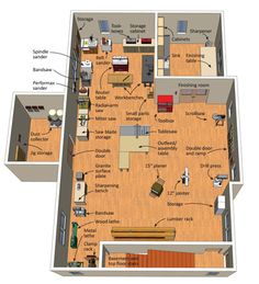 an apartment floor plan with furniture and accessories