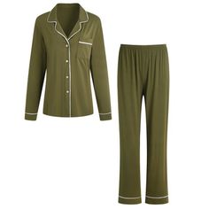 Womens Terno Pajama Set Soft PJ Long Sleeve Alwyn Home Color: Green, Size: XL | Alwyn Home Andrina Womens Pajama Set Button Down Sleepwear Long Sleeve Nightwear Long Pants Pj Set S-XXL 34.0 H in Polyester in Green | Wayfair Womens Pajama, House Clothes, Lounge Dress, Womens Pyjama Sets, Gifts For Your Mom, Home Color, Pajama Set Women, Golden Girls, Pyjama Set