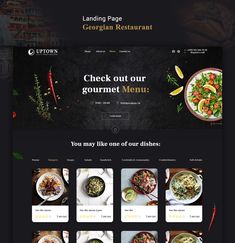 the landing page for gourmet restaurant